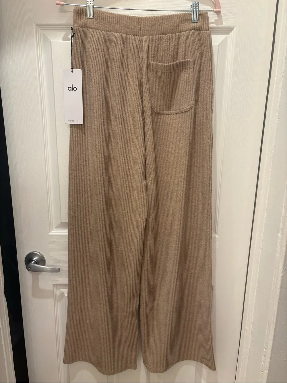 Alo Yoga Muse Wide Leg Pants Gravel Heather Ribbed Size Small NWT